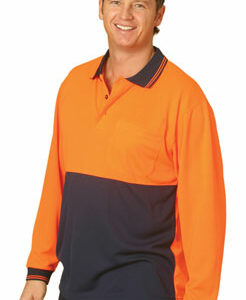 Branded Hi Vis Cooldry Micro-mesh Long Sleeve Safety Polo