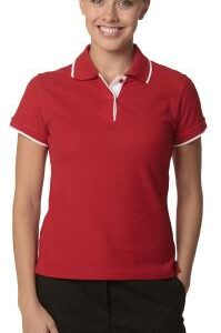 Branded Ladies' Contrast Pique Short Sleeve Polo