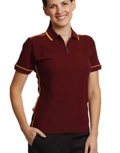 Branded Ladies' Mini-waffle Contrast Piping Polo