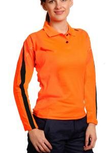 Branded Ladies' Truedry Hi-vis Legend Long Sleeve Polo With Reflective Piping