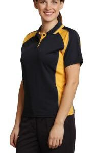 Branded Ladies's Cooldry Mini Waffle Short Sleeve Contrast Polo Sydney