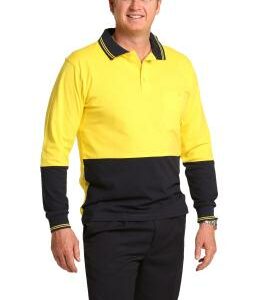 Branded Men's Cotton Jersey Two Tone Long Sleeve Safety Polo