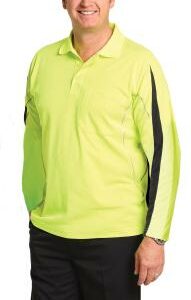 Branded Men's Truedry Hi-vis Legend Long Sleeve Polo With Reflective Piping