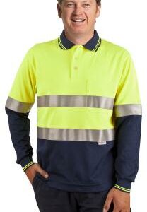 Branded l Men's Truedry Safety Long Sleeves Polo With 3m Reflective Tape