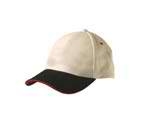 Branded Two Tone Heavy Brushed Cotton With Contrast Sandwich Peak Cap